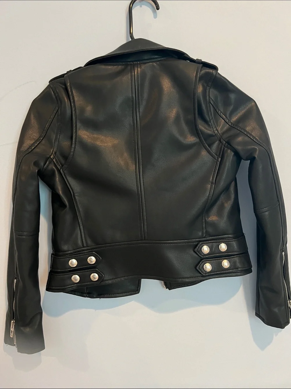 Blank NYC Black Faux Leather Biker Jacket with Red Lining